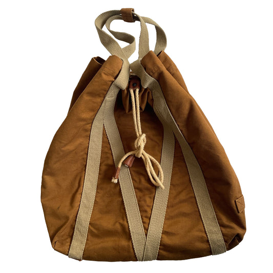 Tragetasche |  Schultertasche Shopper- Trap Tote mit Kordelzug und Innenfutter in cognac