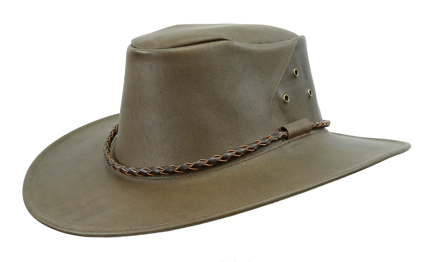Outdoor- Reise Hut knautschbar - hergestellt in Australien aus Känguruleder, Sonnenschutz für Damen und Herren