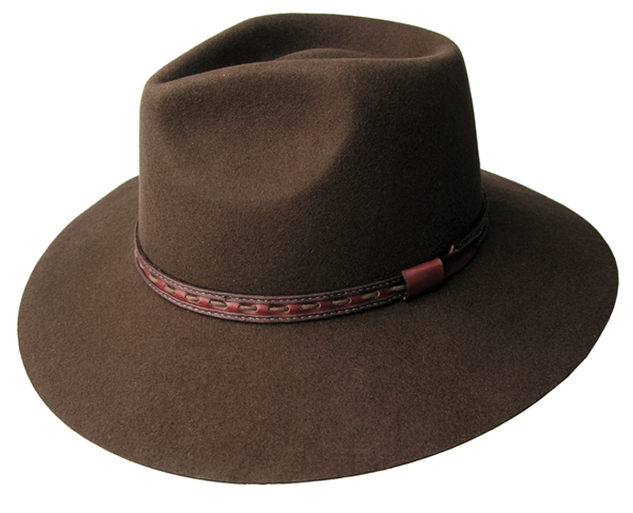 Formstabiler Outdoor Filz-Hut, allwettertauglich mit breiter Krempe in schwarz und braun, Größe L