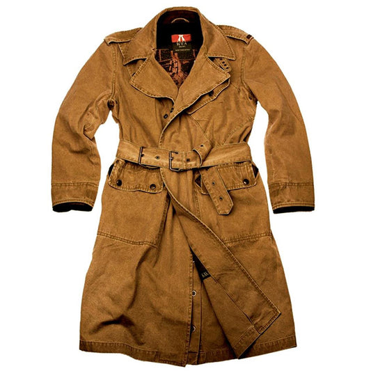 Australian Style Gunner Trench Coat in braun und mustard