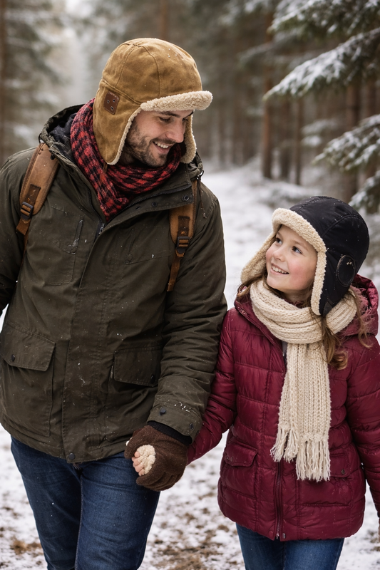 Trappermütze Winter aus Canvas mit Teddyfell – Warme Outdoor Mütze mit Ohrenklappen