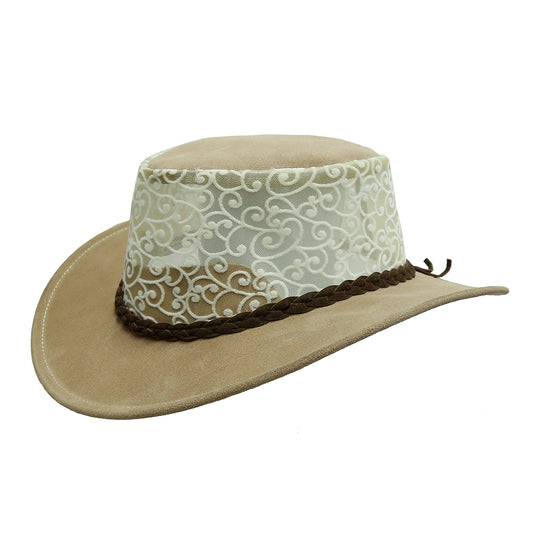 Sommer Cowboy-Hut aus Wildleder mit  Meshkrone- Optimaler Sonnenschutz, Größe XL und XXL