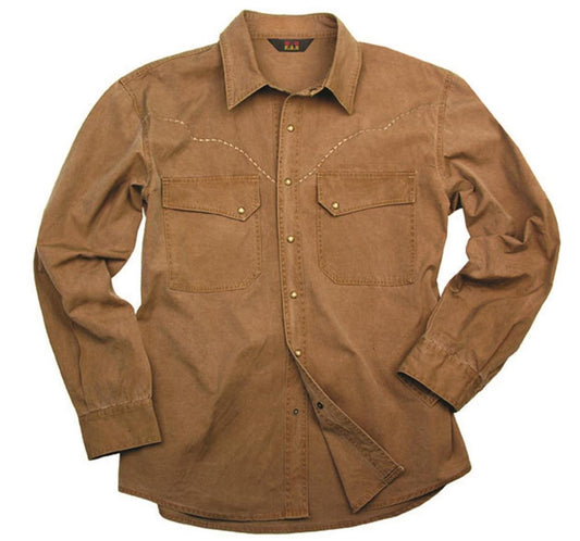 Herrenhemd aus leichter Baumwolle mit gestickter Westernkante in tobacco 3XL