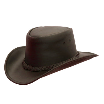 Kinder Cowboy Lederhut mit biegsamer Krempe in schwarz und braun- Größe 53-54 cm