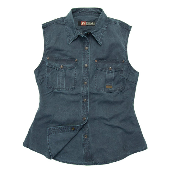 Leichte Damenbluse Freizeitbluse Freizeithemd Westernhemd Westernbluse Safaribluse  Damenbluse ohne Ärmel Westenbluse 