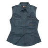 Leichte Damenbluse Freizeitbluse Freizeithemd Westernhemd Westernbluse Safaribluse  Damenbluse ohne Ärmel Westenbluse 
