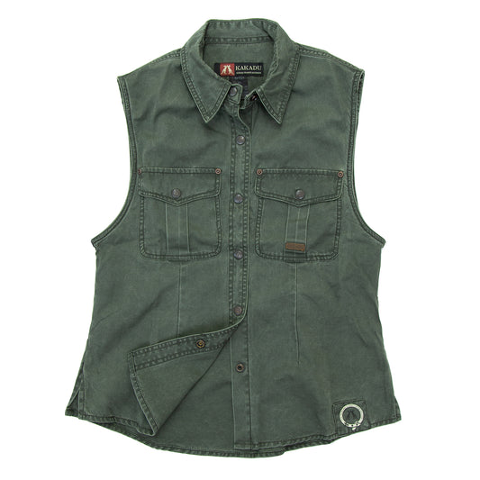 Outdoor women's blouse jack-sleeved vest with push buttons