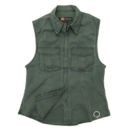 Leichte Damenbluse Freizeitbluse Freizeithemd Westernhemd Westernbluse Safaribluse  Damenbluse ohne Ärmel Westenbluse 