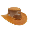 Australischer Kinder Cowboy-Hut aus Netz und Leder- Sonnenschutz für Kopf und Gesicht, Größe 53-54 cm