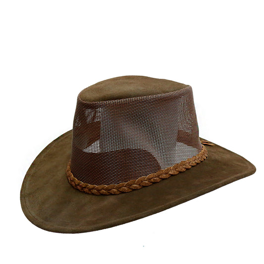 Australischer Kinder Cowboy-Hut aus Netz und Wildleder-Größe 53-54 cm