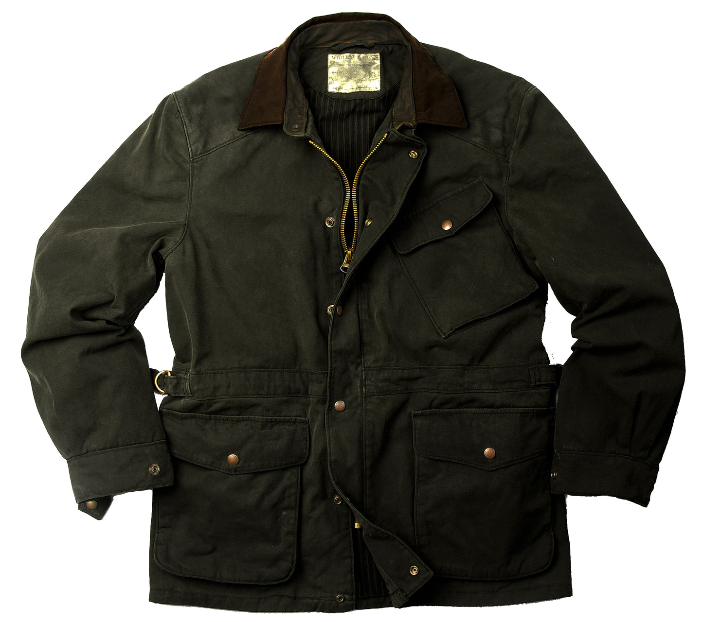 Biker Jacket aus geölter Baumwolle in dunkelbraun und schwarz- Slim Fit