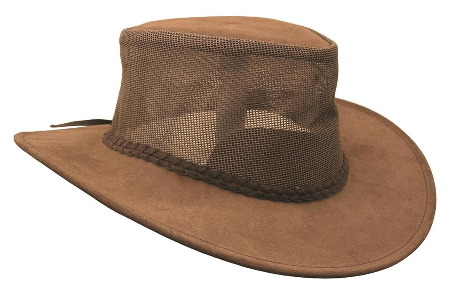 Outdoor summer hat made of suede in black bendigo with a net block