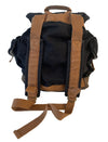 Großer Rucksack aus Segeltuch, echter Backpacker in schwarz und tobacco