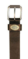 Classic real leather | Smooth leather belt with brass buckle and kakadu logo