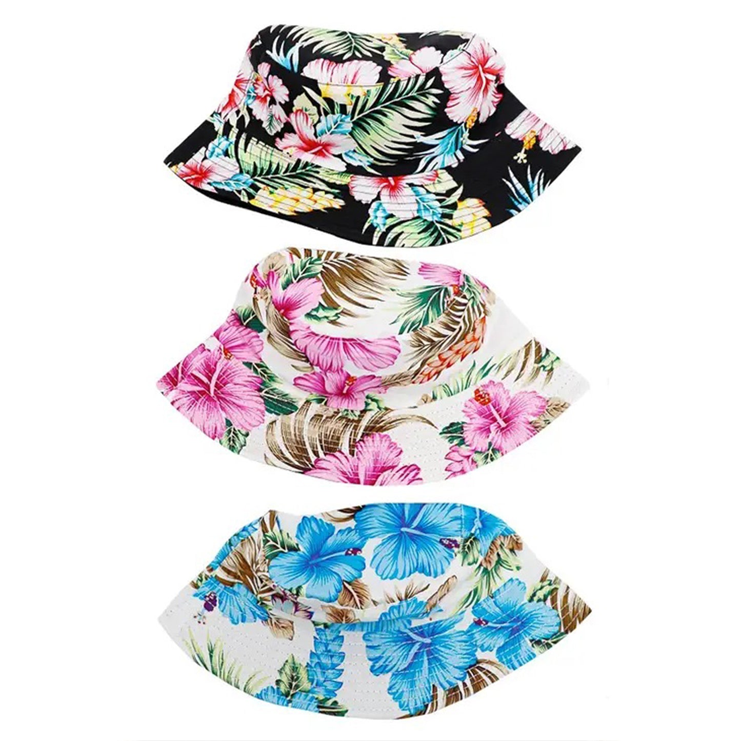 knautschbarer Wendehut, Sonnenhut mit Blumen Muster- Hut Angler Outdoor Hut aus Canvas, Unisex für Damen, Herren & Kinder