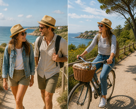 Trilby Sommerhut Hut aus Jute für Damen und Herren, knautschbar mit Textil-Hutband