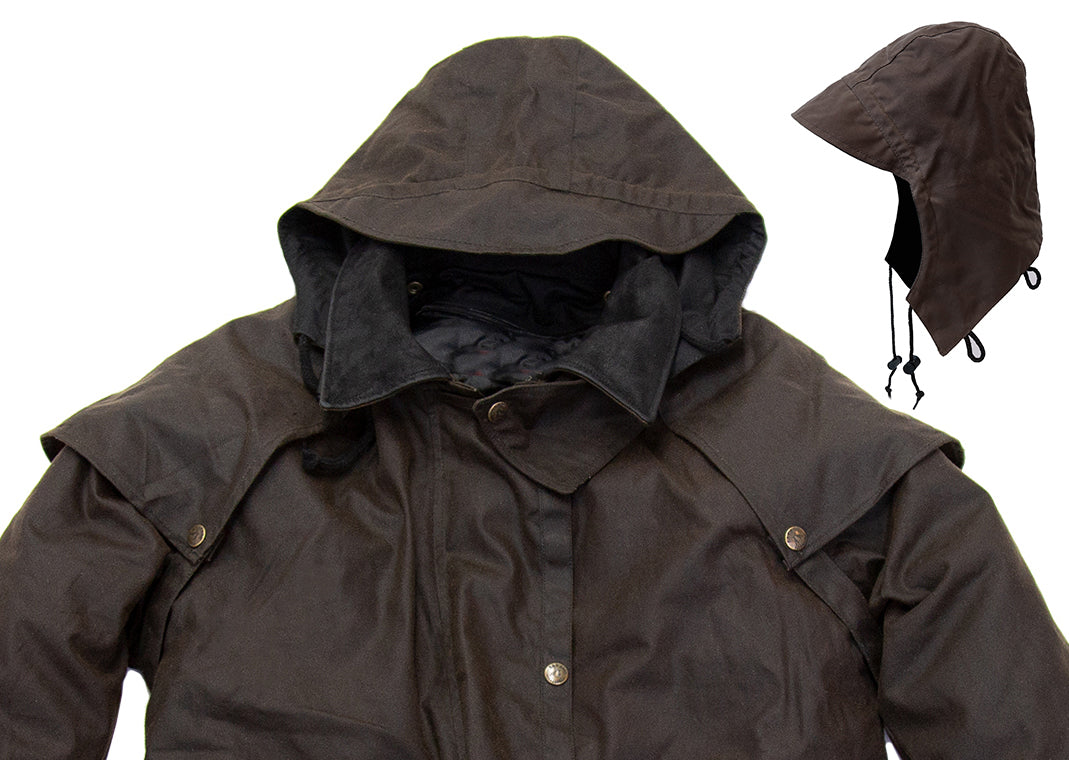 Ölzeug Mantel mit herausnehmbaren Winter Innenfutter in schwarz & braun
