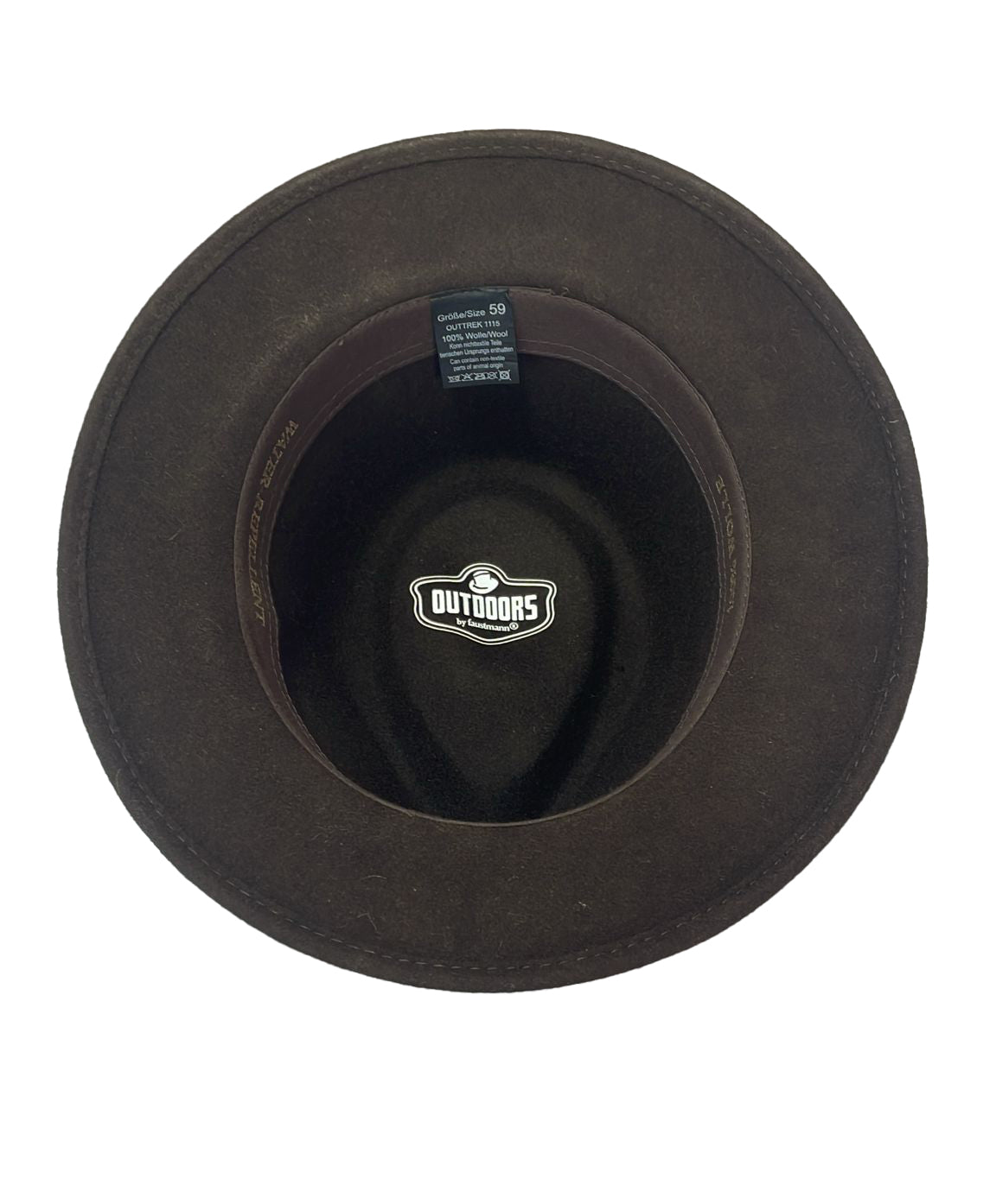 knautschbarer Faustmann Wollfilzhut für Damen und Herren mit zweifarbigem Leder-Hutband- braun Größe L