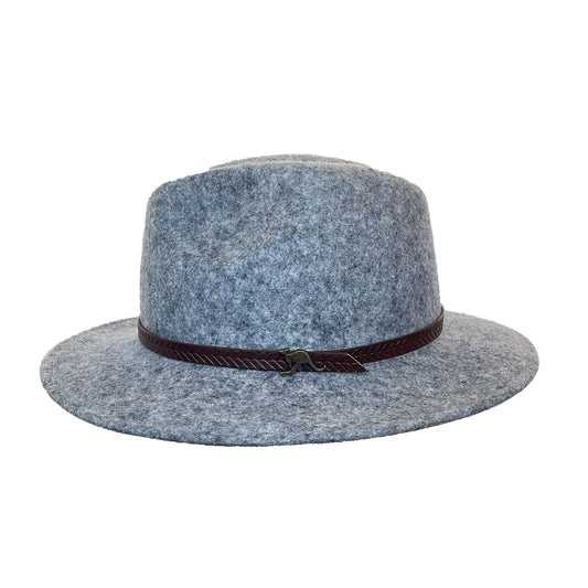 Crumplable wool felt hat for women and men with a two-colored leather hat band