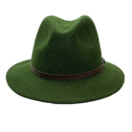 Crumplable wool felt hat for women and men with a two-colored leather hat band