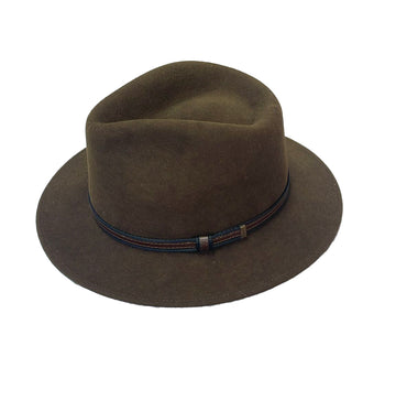 Crumplable wool felt hat for women and men with a two-colored leather hat band