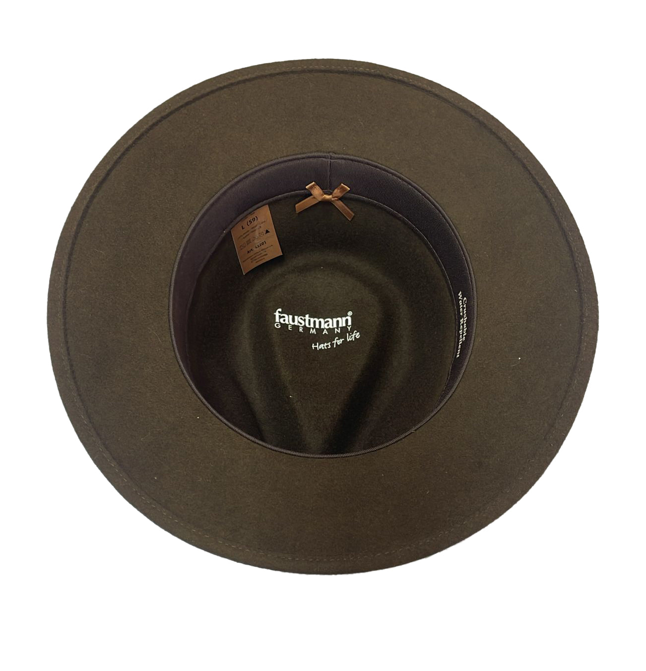 knautschbarer Faustmann Wollfilzhut mit zweifarbigem Hutband- braun Größe L