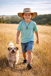 Australischer Kinder Sommerhut – Kühlend & wasserfest mit UPF 50+ inkl. Kinnband I Größe S 52–53 cm