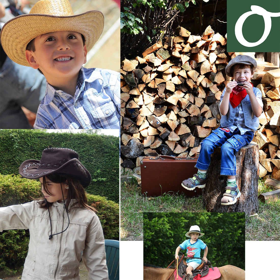 Kinder Cowboy-Hut aus Netz und Leder- Sonnenschutz für Kopf und Gesicht
