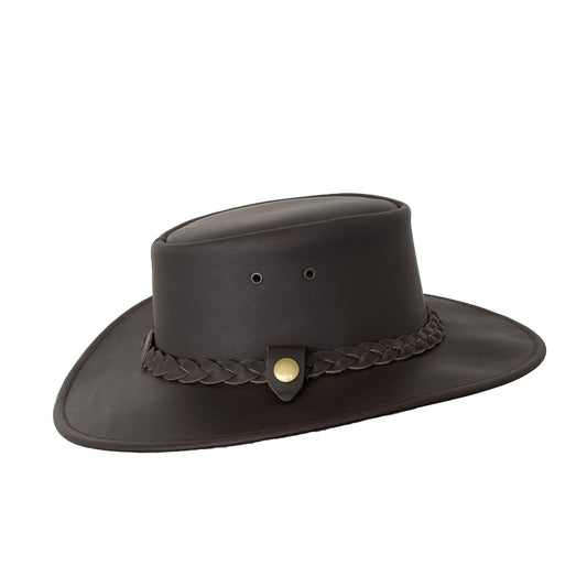 Australian Style Lederhut für Kinder – Schwarz & Braun