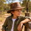 Kids Lederhut im Australian Style – Rust, Tobacco & Sand