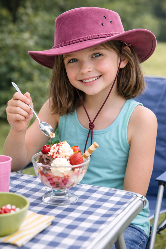 Kinder Cowboy Hut – Veganes Leder aus Microfaser, leicht, belüftet & UPF 50+