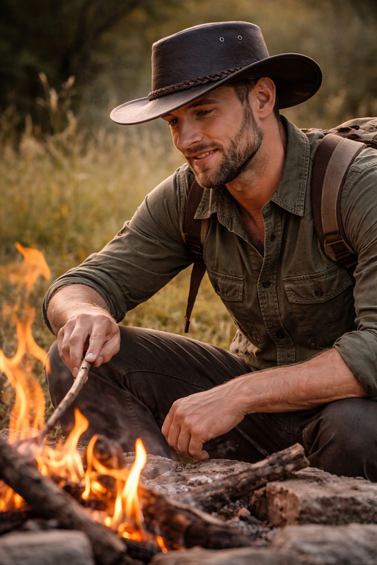 Cowboyhut aus Echtleder – Dunkelbraun | Western- & Outdoorhut