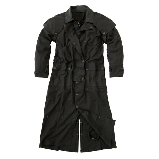 Original Australia Style drover wax jacket oil stuff long rider with inner lining in black