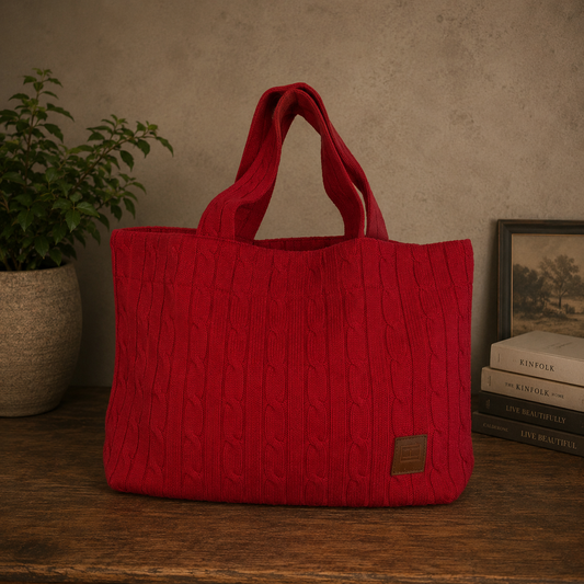 The Red Knit Bag – Schultertasche in Rot