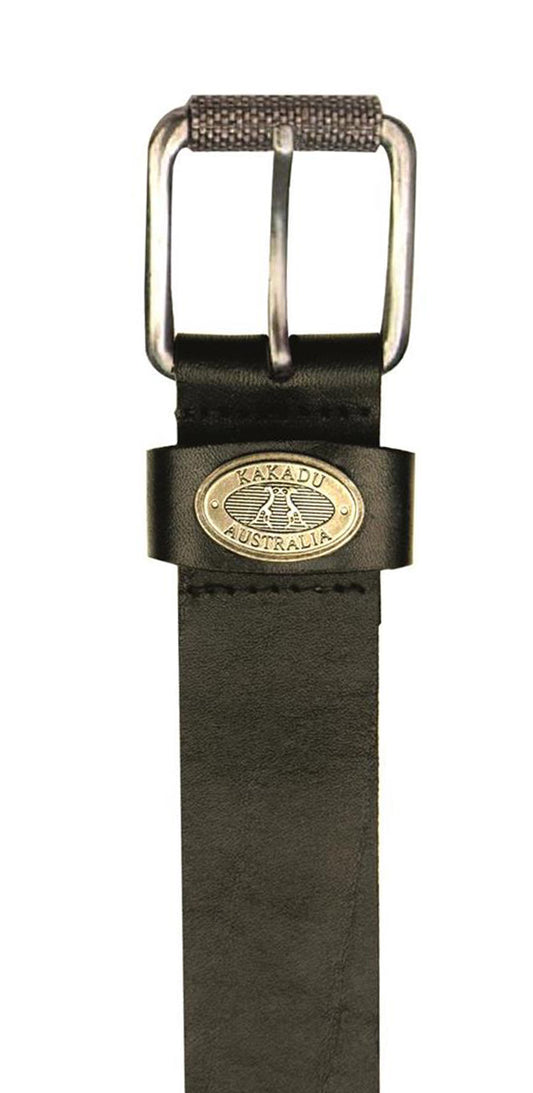 Classic real leather | Smooth leather belt with brass buckle and kakadu logo