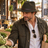 Crumplable wool felt hat for women and men with a two-colored leather hat band