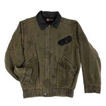 Freizeitjacke Bomber Blouson Jacke mit Lederkragen und Reißverschluss in khaki L