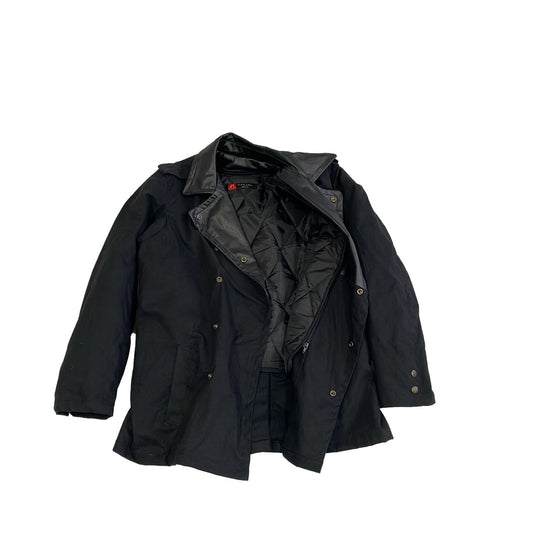 Caban Jacke, Zweireiher aus wasserfestem Oilskin in schwarz Größe L