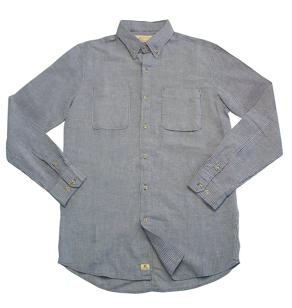 Slim Fit Hemd- Oberhemd Stuart aus leichtem Baumwoll-Leinen in blau-gestreift - OUT OF AUSTRALIA | Kakadu Traders Australia