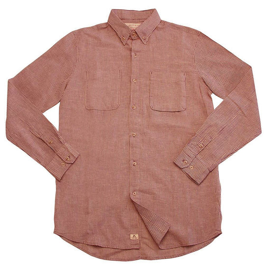 Slim Fit Hemd- Oberhemd Stuart aus leichtem Baumwoll-Leinen in rot-gestreift - OUT OF AUSTRALIA | Kakadu Traders Australia