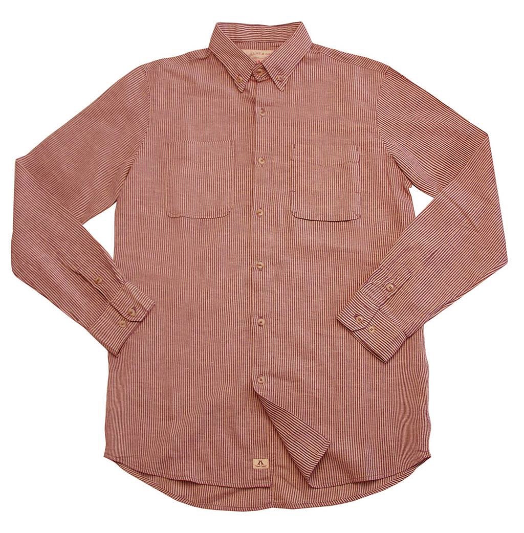 Slim Fit Hemd- Oberhemd Stuart aus leichtem Baumwoll-Leinen in rot-gestreift - OUT OF AUSTRALIA | Kakadu Traders Australia