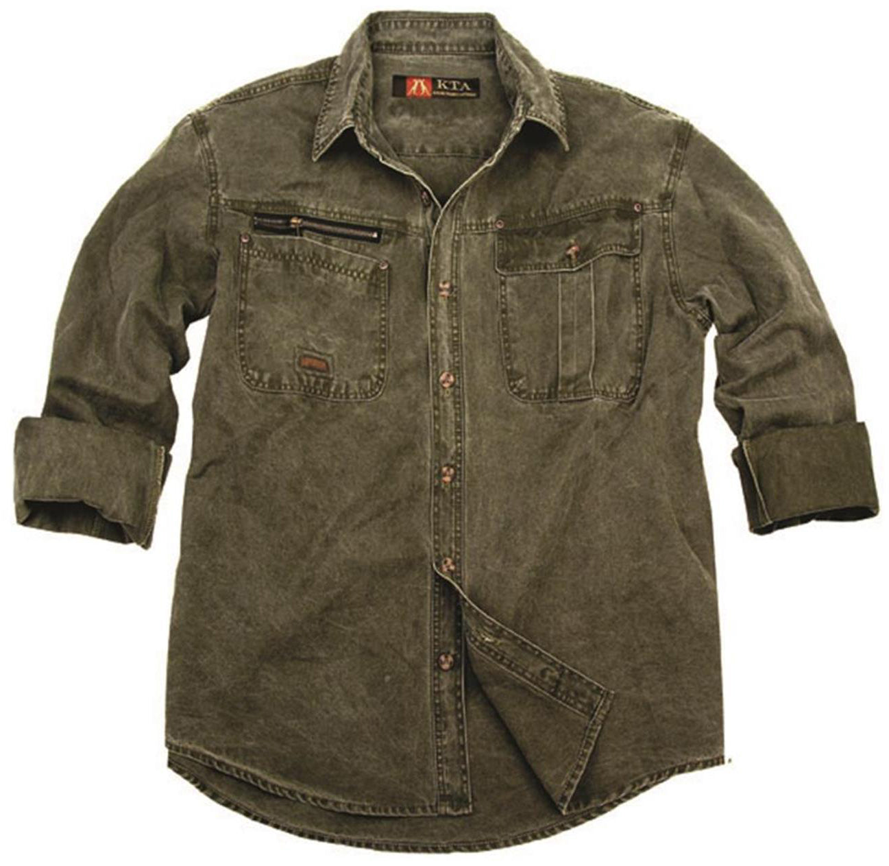 Robusty outdoor men's shirt with collar and extra zipper bag