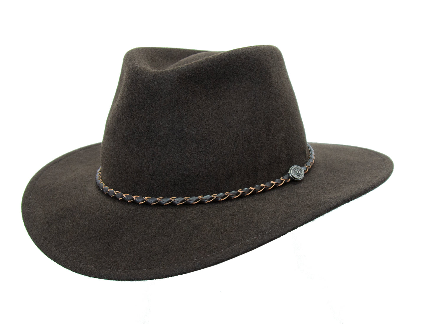 knautschbarer Wollfilzhut für Damen und Herren mit geflochtenem Leder-Hutband