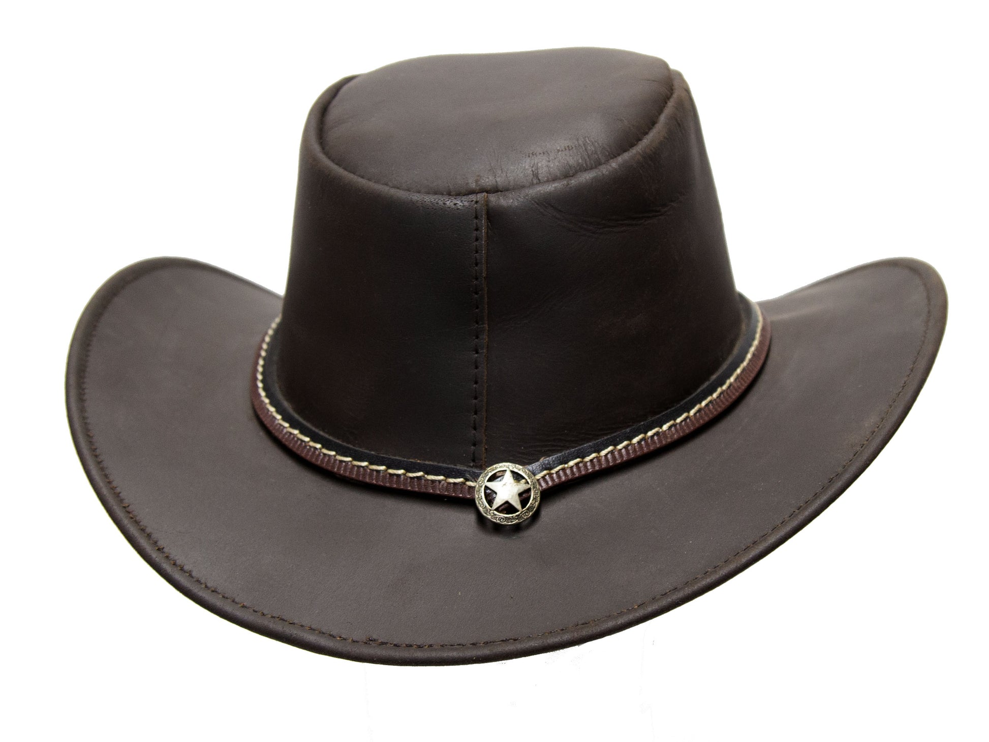 Messestück Einzelstück Leder-Hut für Damen und Herren in Braun – Outbacker